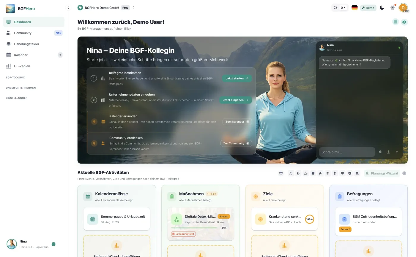 BGFHero Dashboard mit KI-Assistenz Nina